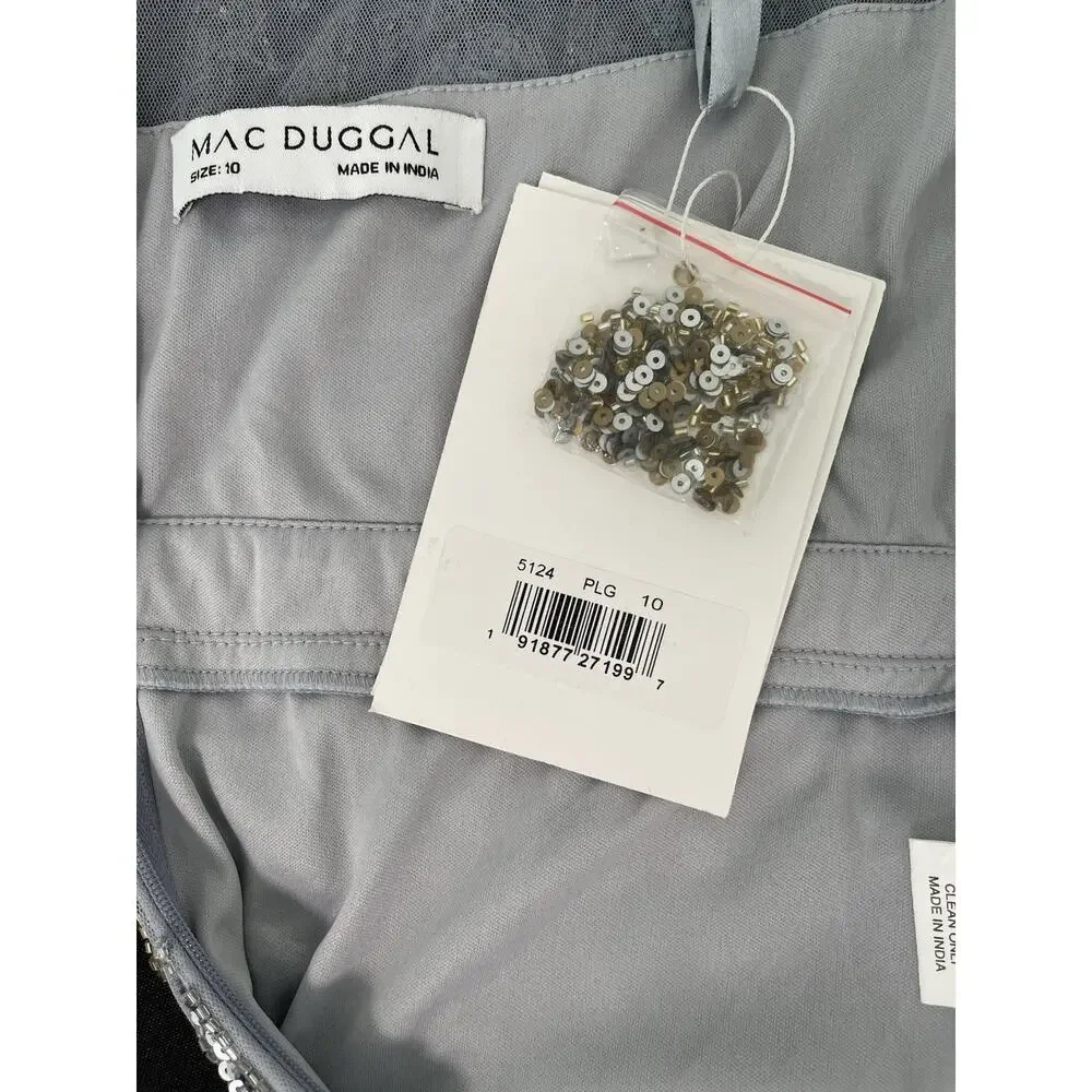 Mac‎ Duggal 5124 Platinum Gold Sequin Beaded Long Sleeve Dress Size 10 $598 - Picture 9 of 9